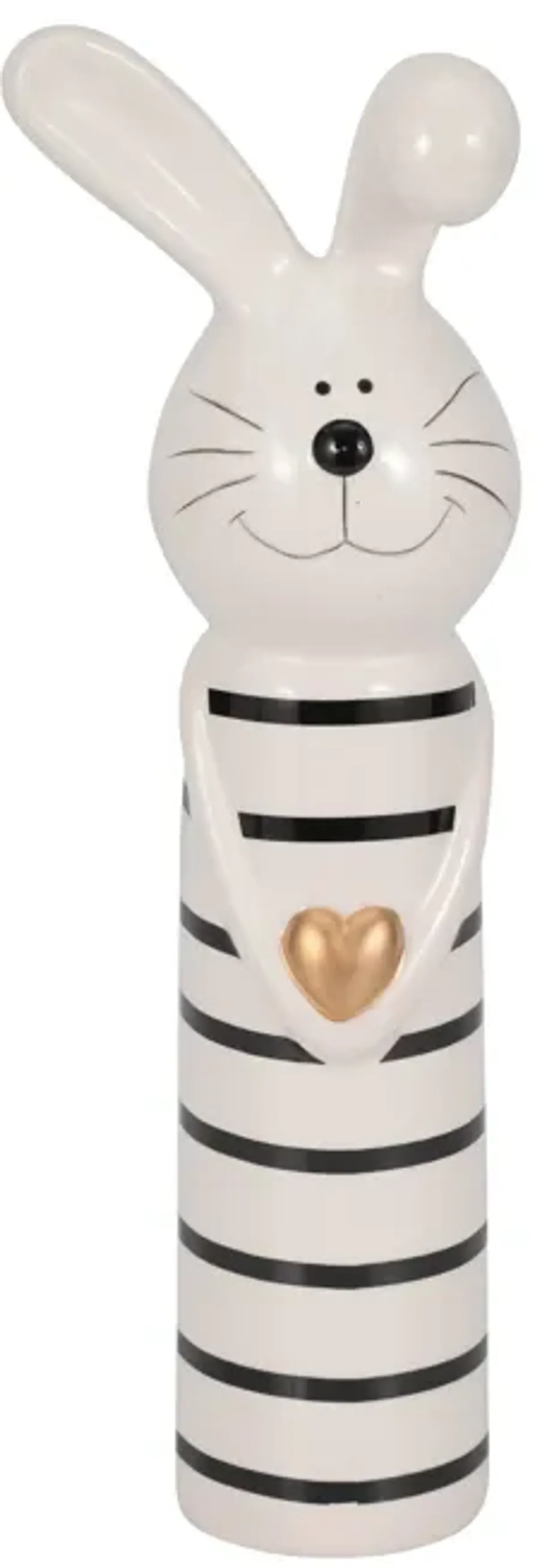 4"x12" Stripe Bunny Gold Heart
