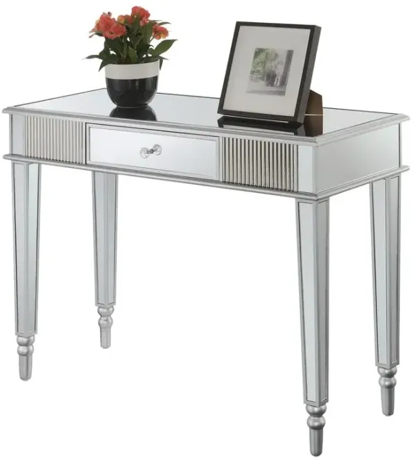 Convenience Concepts French Country 1 Drawer Mirrored Desk/Console Table, Mirror/Silver