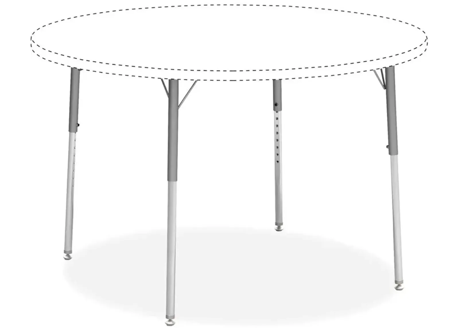 Lorell Activity Table Height-Adjustable Leg Kit - 22" to 30"H - 30" Length x 1.1" Diameter - Chrome, Silver Mist