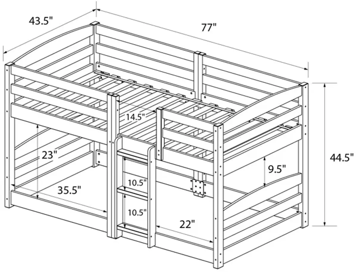 DHP Birley Low Wood Twin over Twin Bunk Bed for Kids