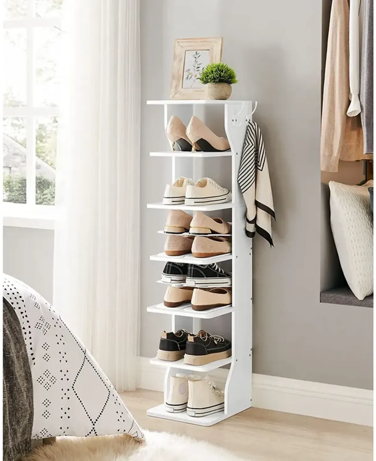 Wood Shoe Rack - 6-Tier Slim Shoe Storage Rack for Stylish Organization