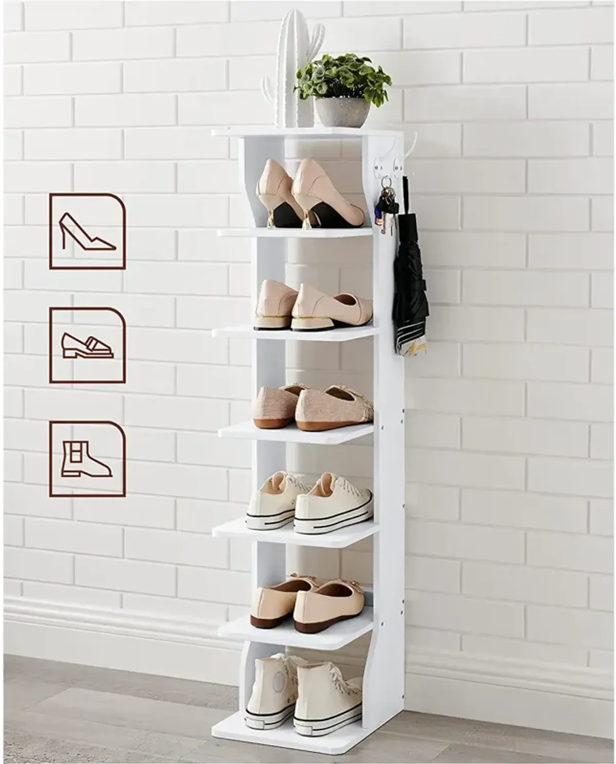 Wood Shoe Rack - 6-Tier Slim Shoe Storage Rack for Stylish Organization