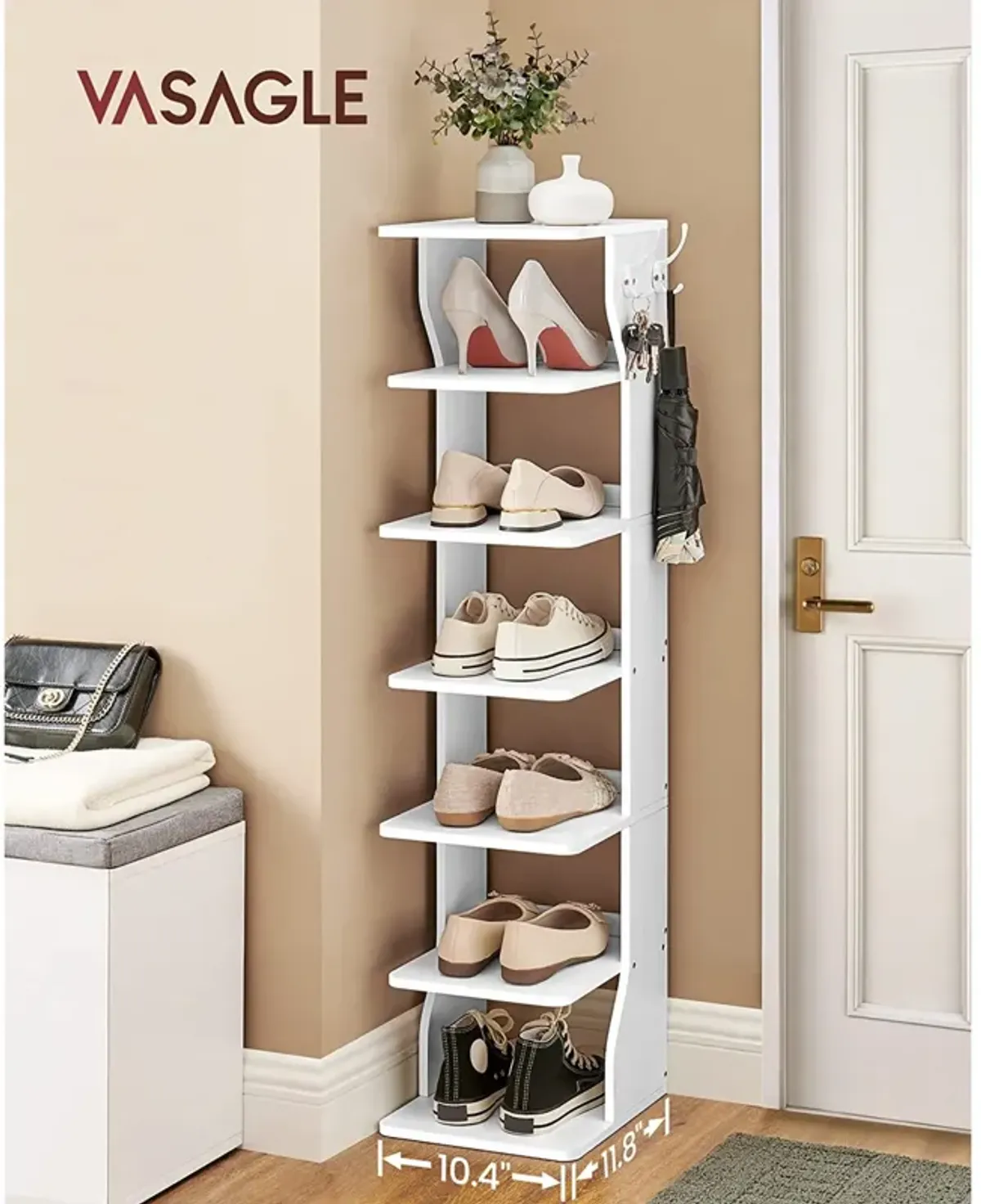 Wood Shoe Rack - 6-Tier Slim Shoe Storage Rack for Stylish Organization