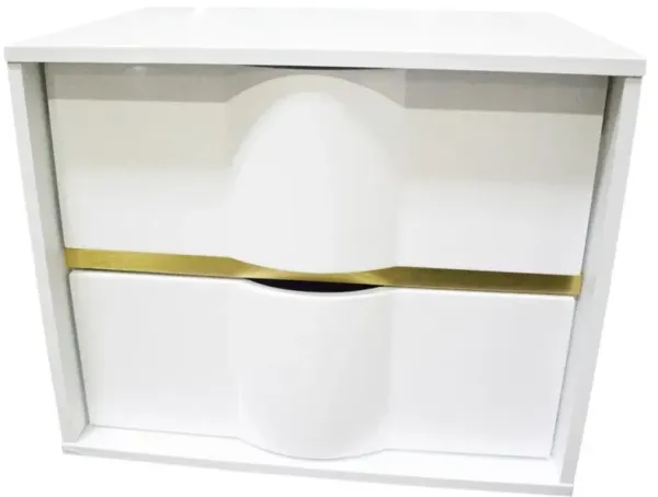 Best Master Furniture Best Master Havana 2-Drawer Poplar Wood Bedroom Nightstand in White/Gold Trim