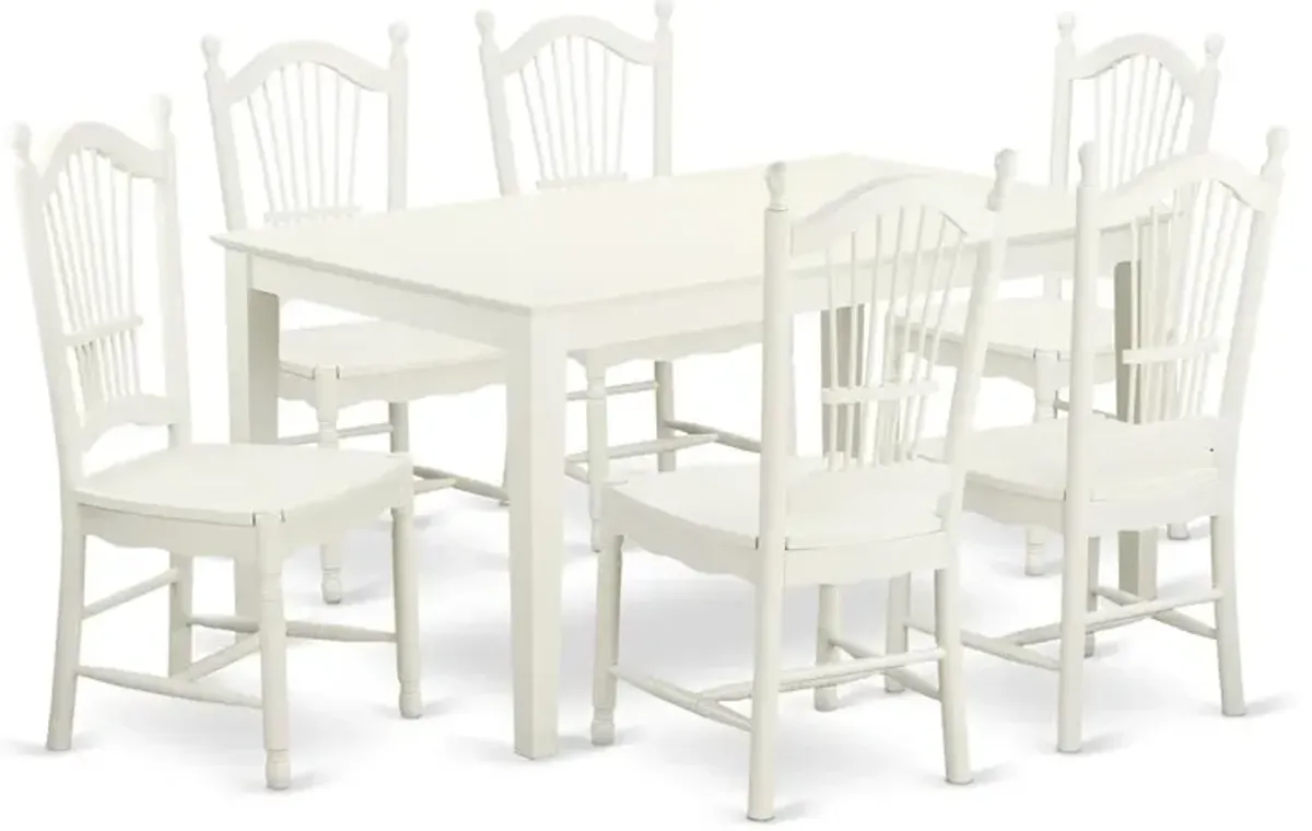Dining Room Set Linen White, CADO7-LWH-W