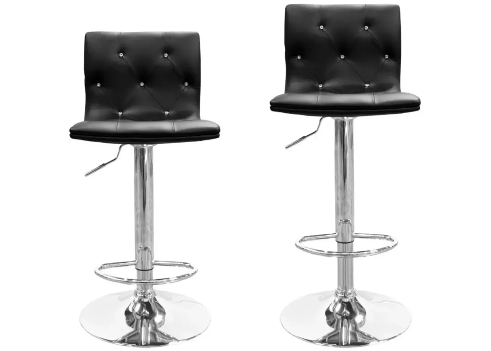 Best Master Furniture Best Master Modern Swivel Bar Stool With Crystal/Tufted Look in Black (Set of 2)