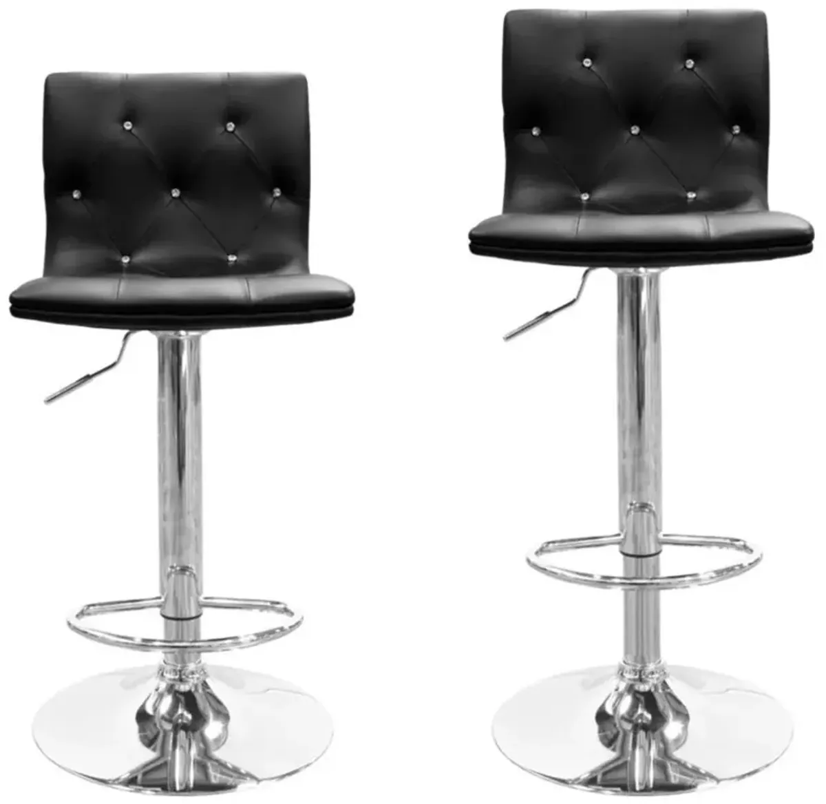 Best Master Furniture Best Master Modern Swivel Bar Stool With Crystal/Tufted Look in Black (Set of 2)