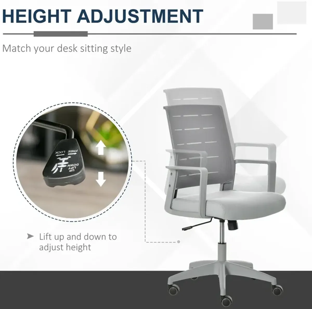 Grey Ergonomic Seating: Mid-Back Office Chair with Lumbar Support