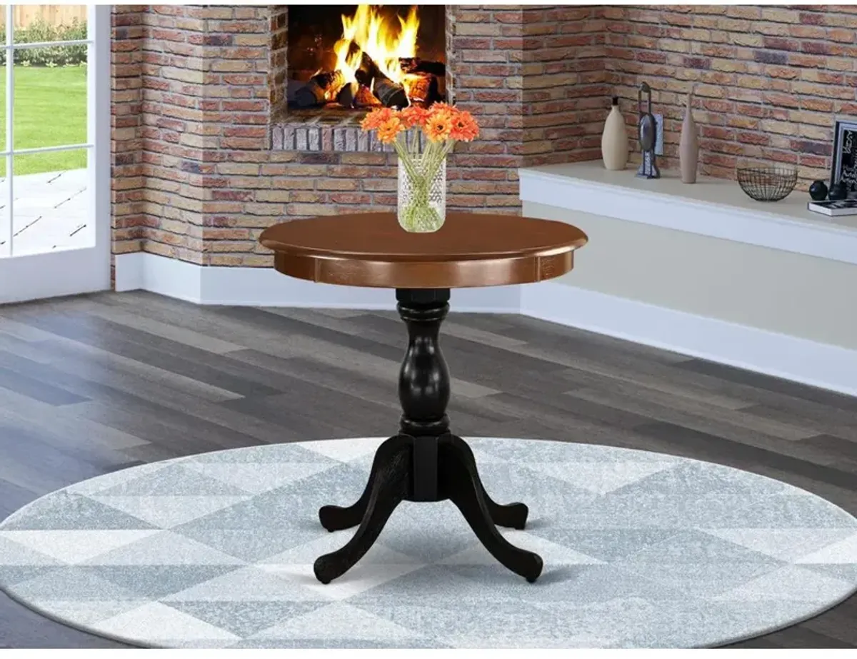 East West Furniture Eden 30" Round Dining Table for Small Space - Mahogany Top & Black Pedestal