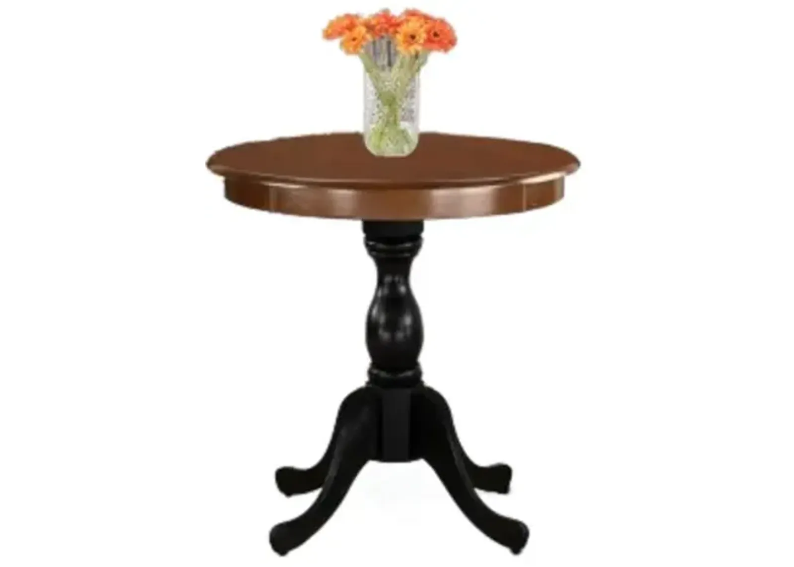 East West Furniture Eden 30" Round Dining Table for Small Space - Mahogany Top & Black Pedestal