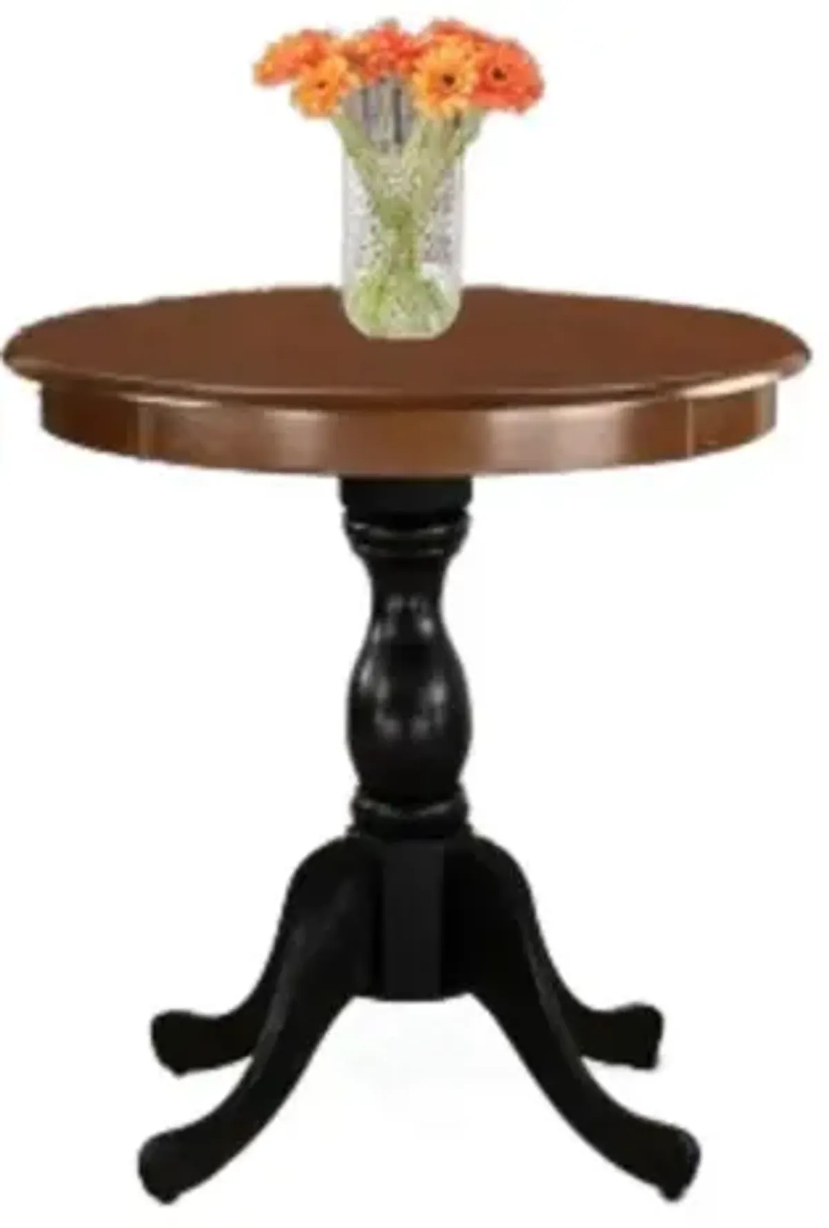 East West Furniture Eden 30" Round Dining Table for Small Space - Mahogany Top & Black Pedestal