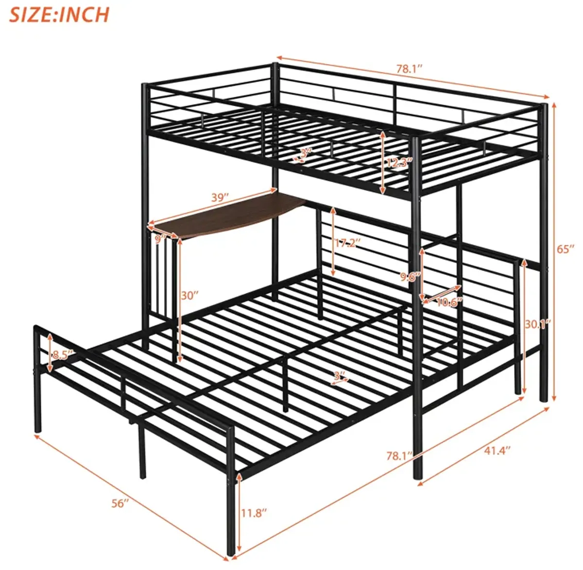 Merax Metal Bunk Bed with Desk