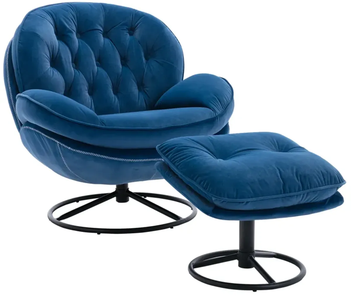 Accent chair TV Chair Living room Chair with Ottoman-Blue