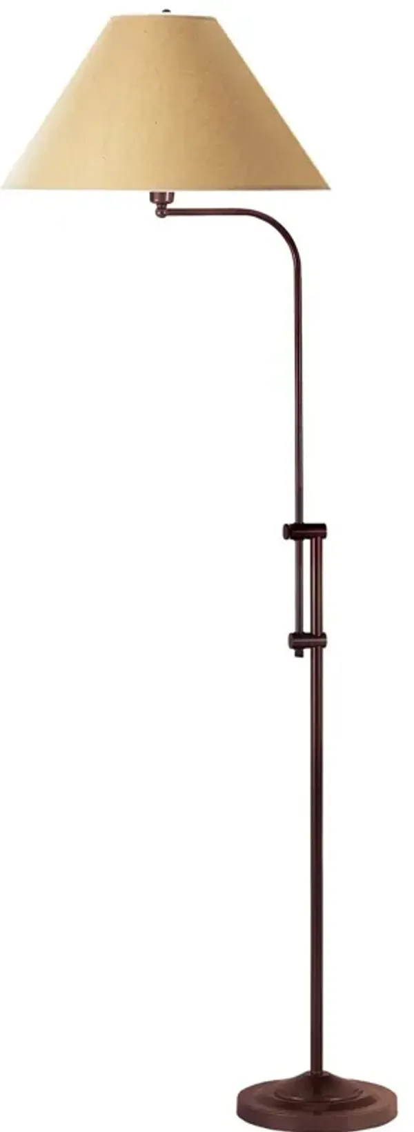 3 Way Metal Floor Lamp with and Adjustable Height Mechanism, Brown - Benzara