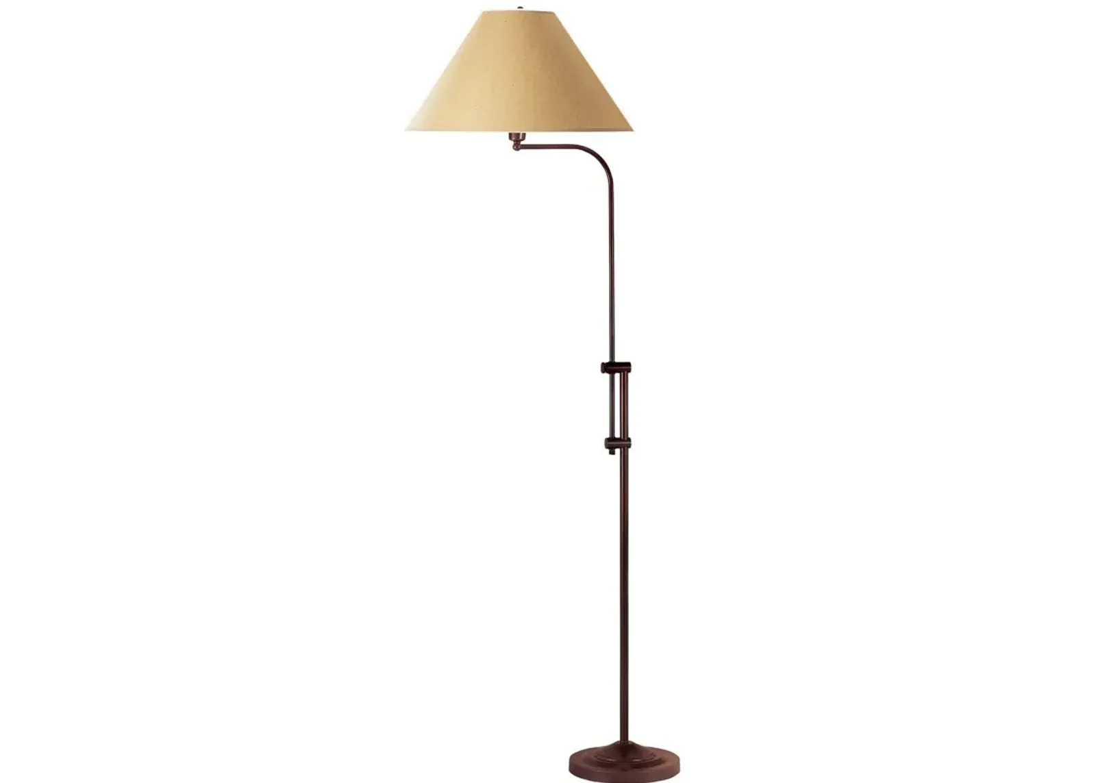 3 Way Metal Floor Lamp with and Adjustable Height Mechanism, Brown-Benzara