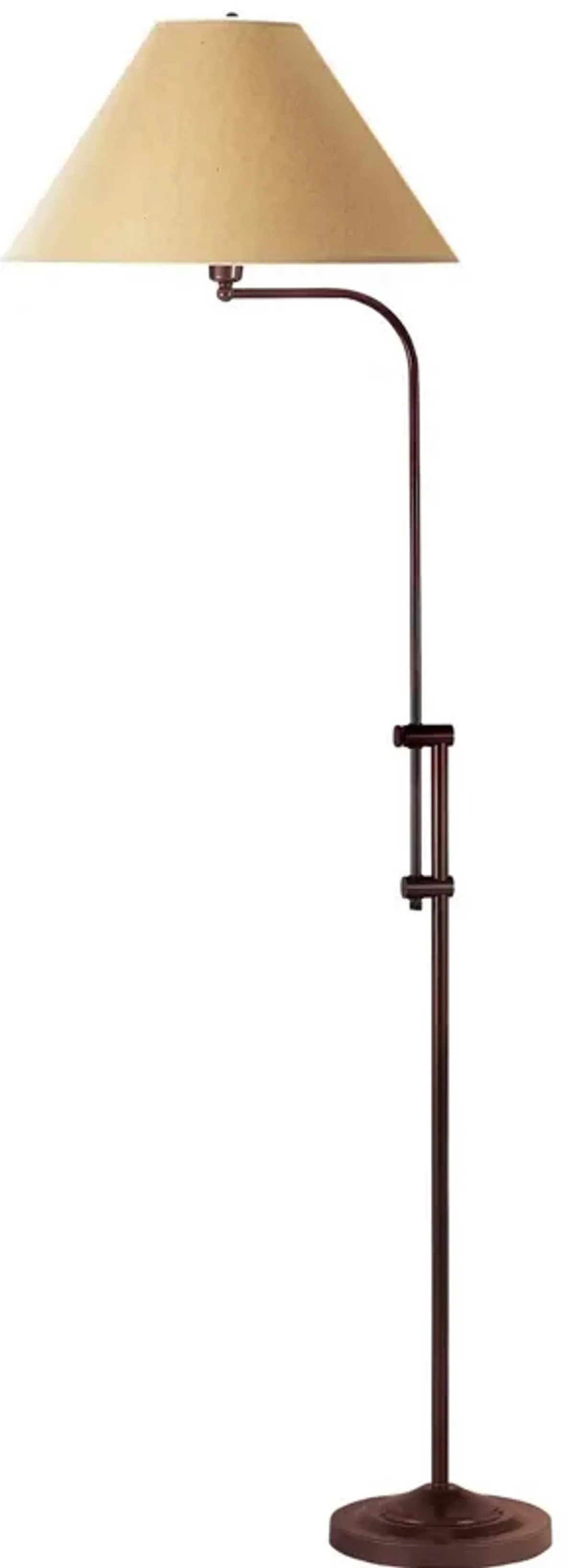 3 Way Metal Floor Lamp with and Adjustable Height Mechanism, Brown-Benzara