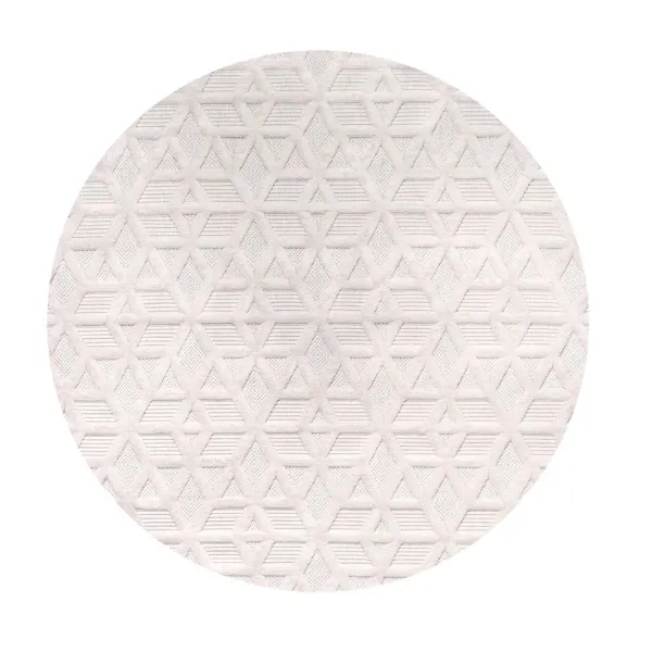 Talaia Neutral Geometric Round Indoor/Outdoor Area Rug