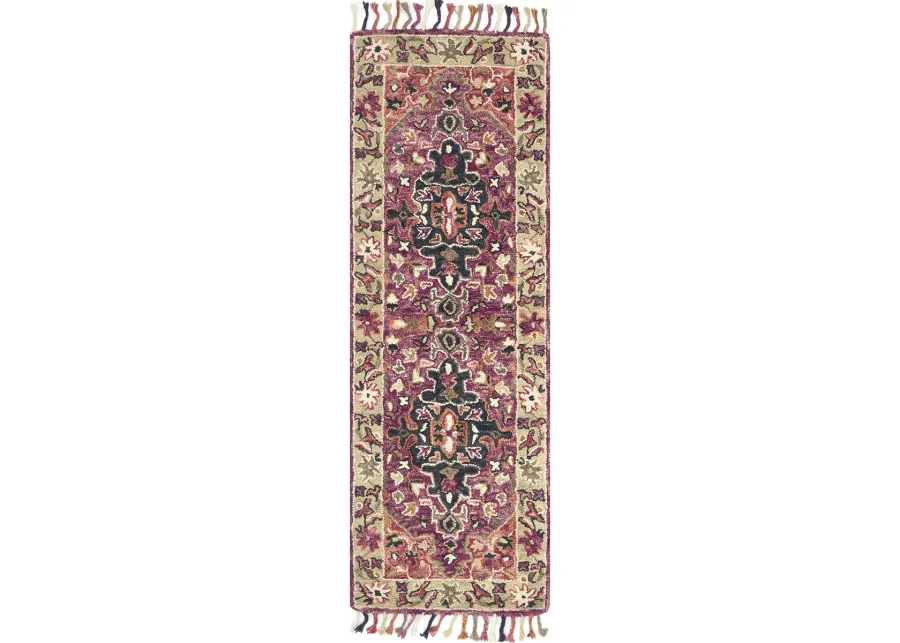 Zharah ZR05 Raspberry/Taupe 2'6" x 7'6" Rug