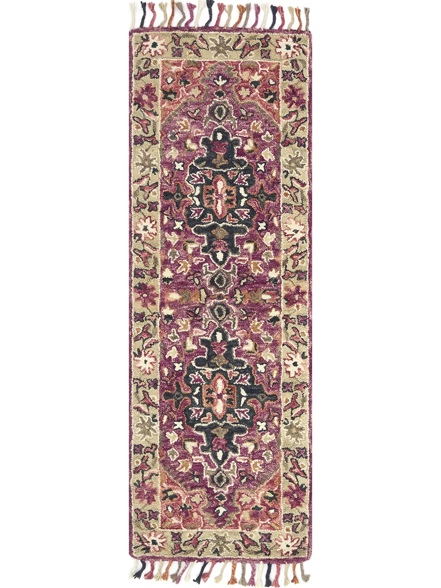 Zharah ZR05 Raspberry/Taupe 2'6" x 7'6" Rug