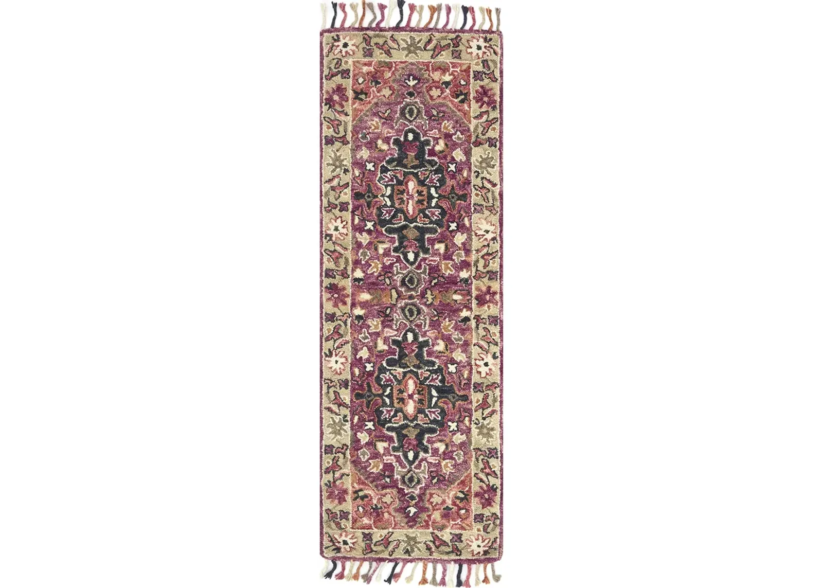 Zharah ZR05 Raspberry/Taupe 2'6" x 7'6" Rug