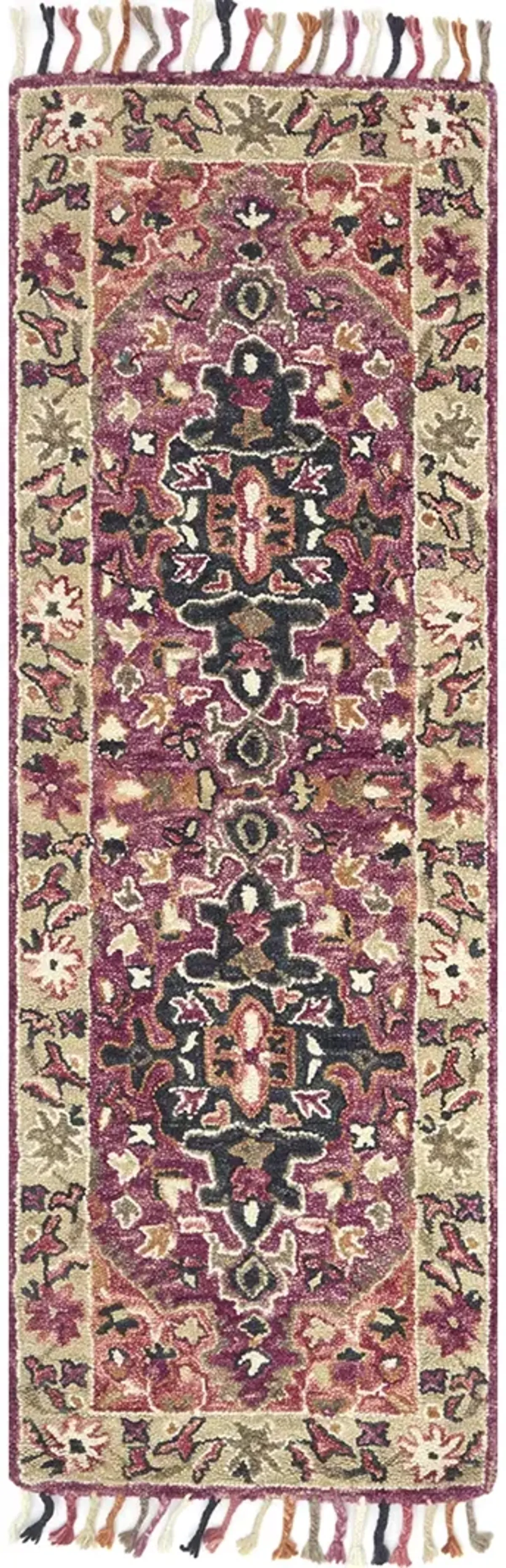 Zharah ZR05 Raspberry/Taupe 2'6" x 7'6" Rug