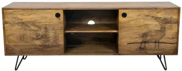 Porter Designs Alpine Solid Wood TV Stand, Natural
