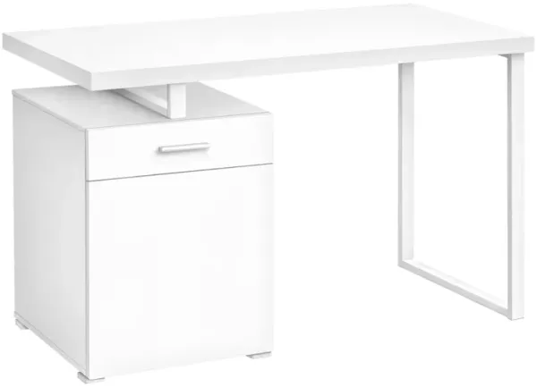 Monarch Specialties I 7760 Computer Desk, Home Office, Laptop, Left, Right Set-up, Storage Drawers, 48"L, Work, Metal, Laminate, White, Contemporary, Modern