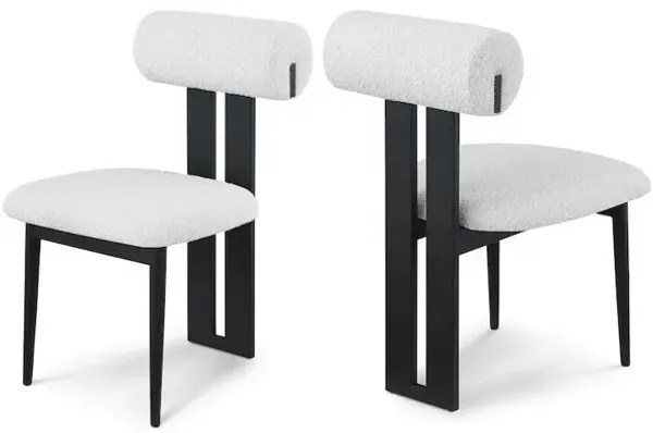 Meridian Furniture Dario Cream Boucle Fabric Dining Chair, Set of 2