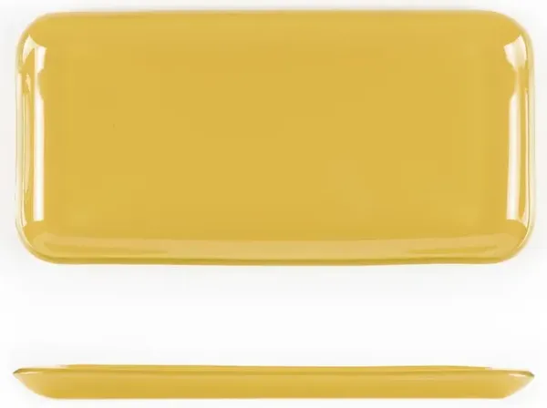 Glass Dinnerware 12.25" x 6" x h:1" Rectangular Turmeric Glass Platter