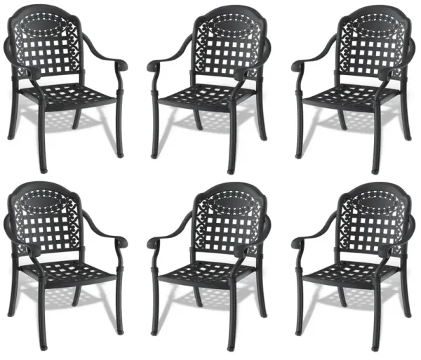 Cast Aluminum Patio Dining Chair 6PCS With Black Frame and Cushions