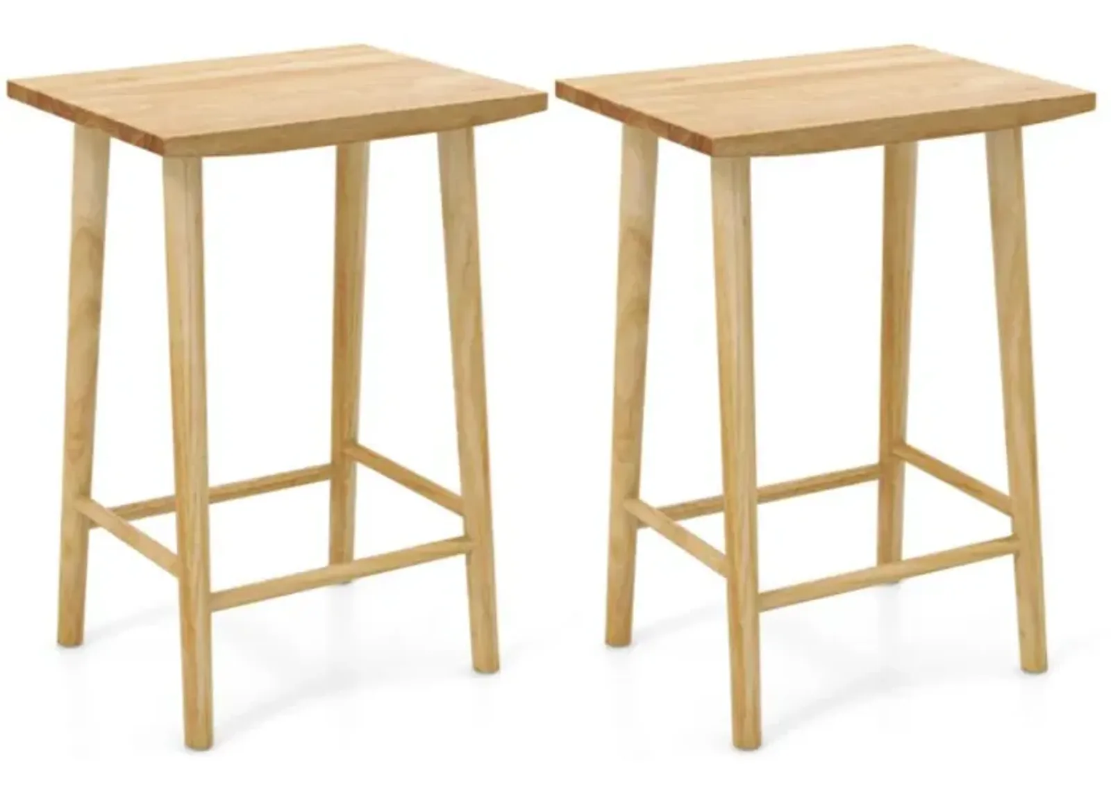 Hivvago 25.5 Inch Bar Stools Set of 2 with Footrest-Natural