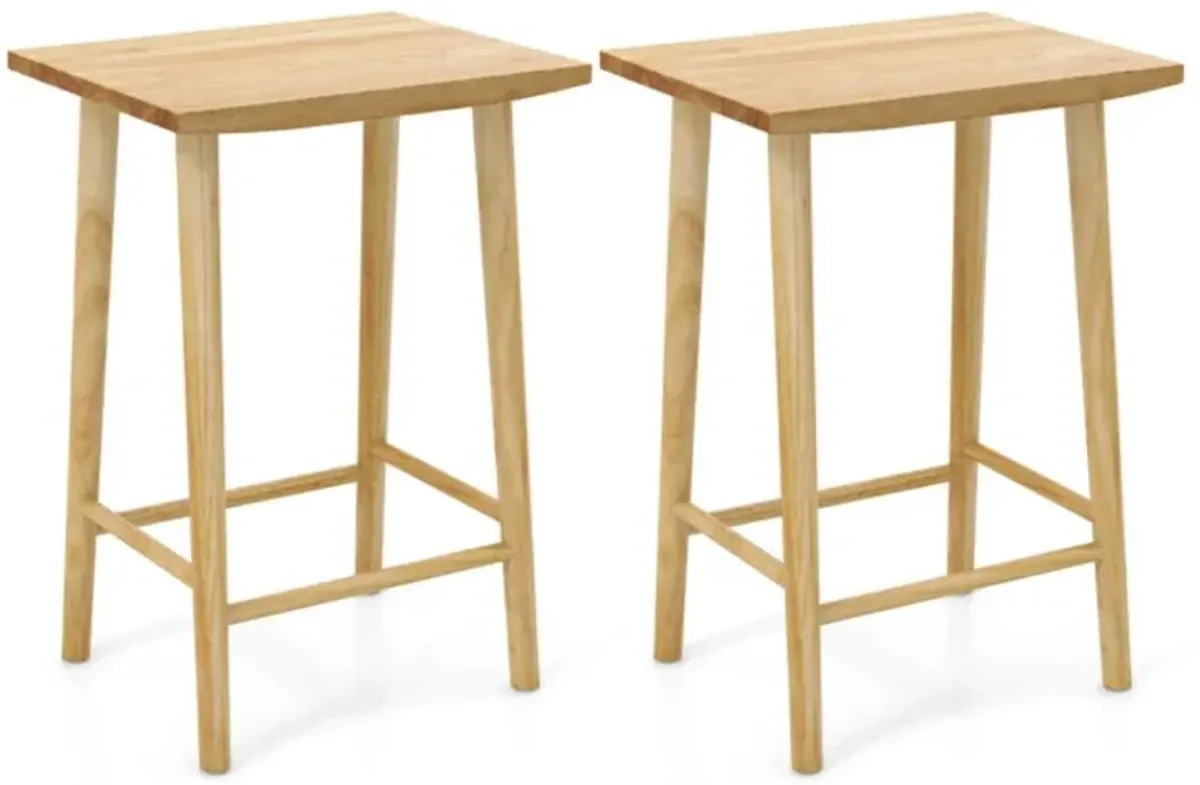 Hivvago 25.5 Inch Bar Stools Set of 2 with Footrest-Natural