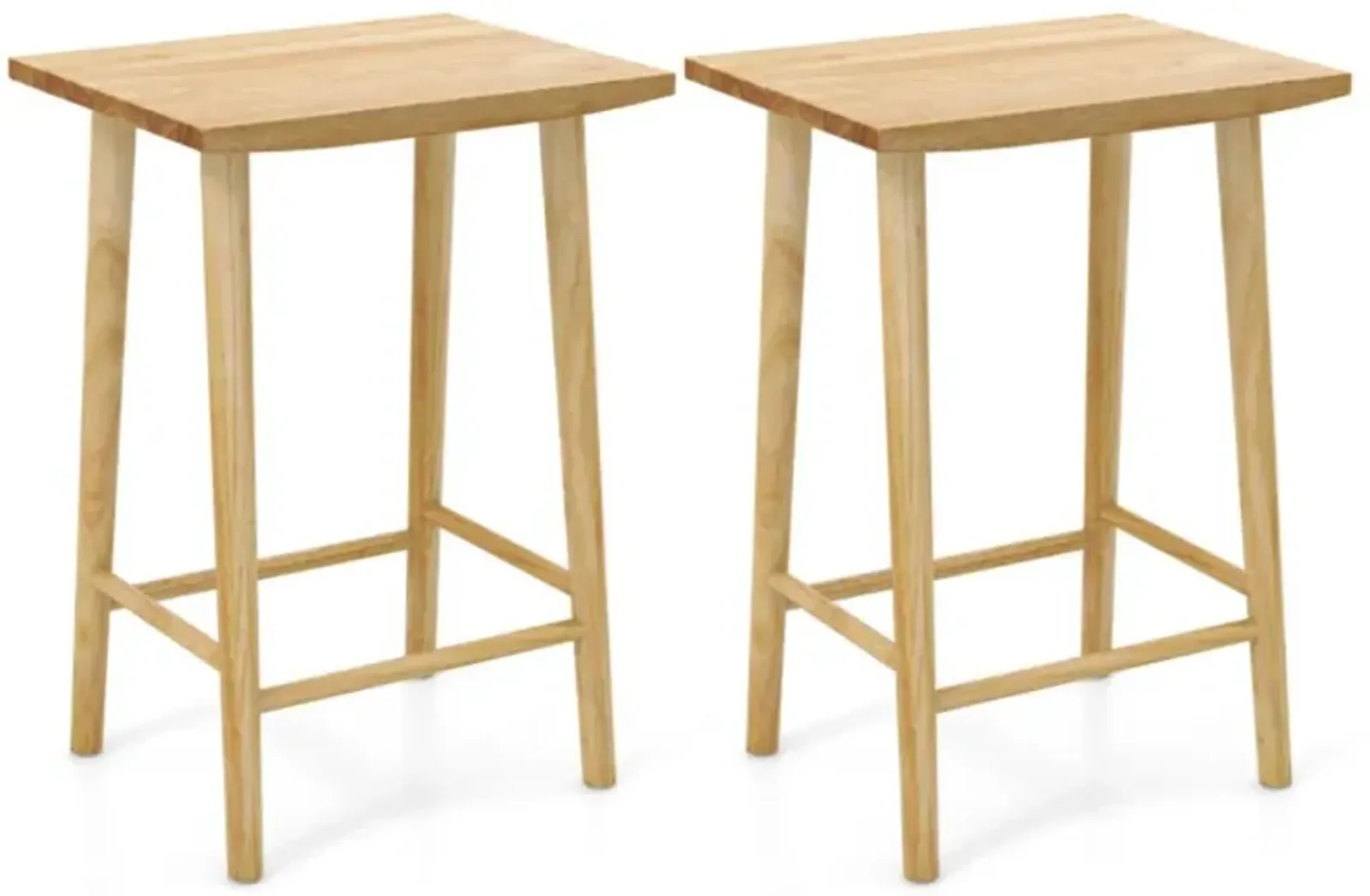 Hivvago 25.5 Inch Bar Stools Set of 2 with Footrest-Natural