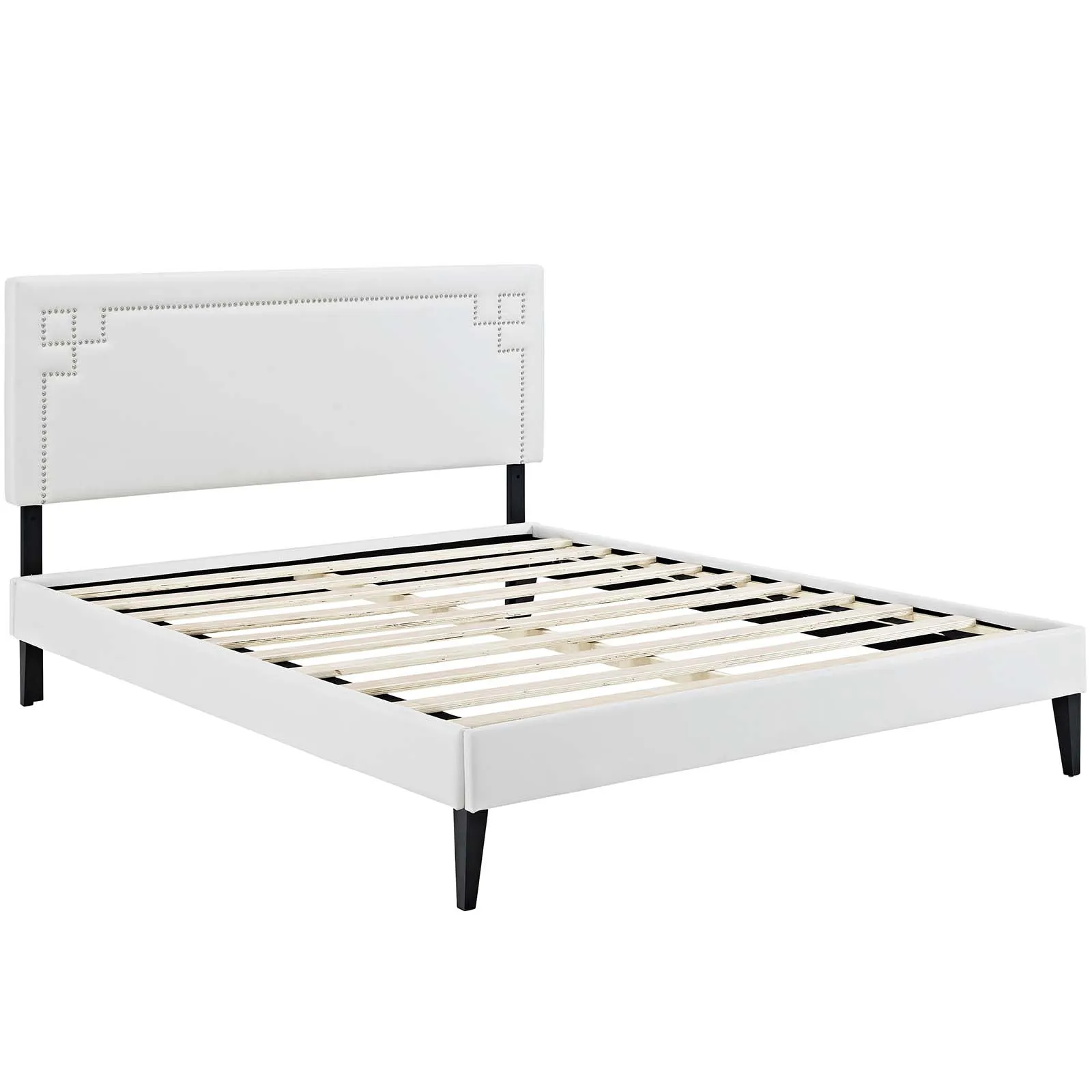 Modway - Ruthie Queen Vinyl Platform Bed with Squared Tapered Legs White