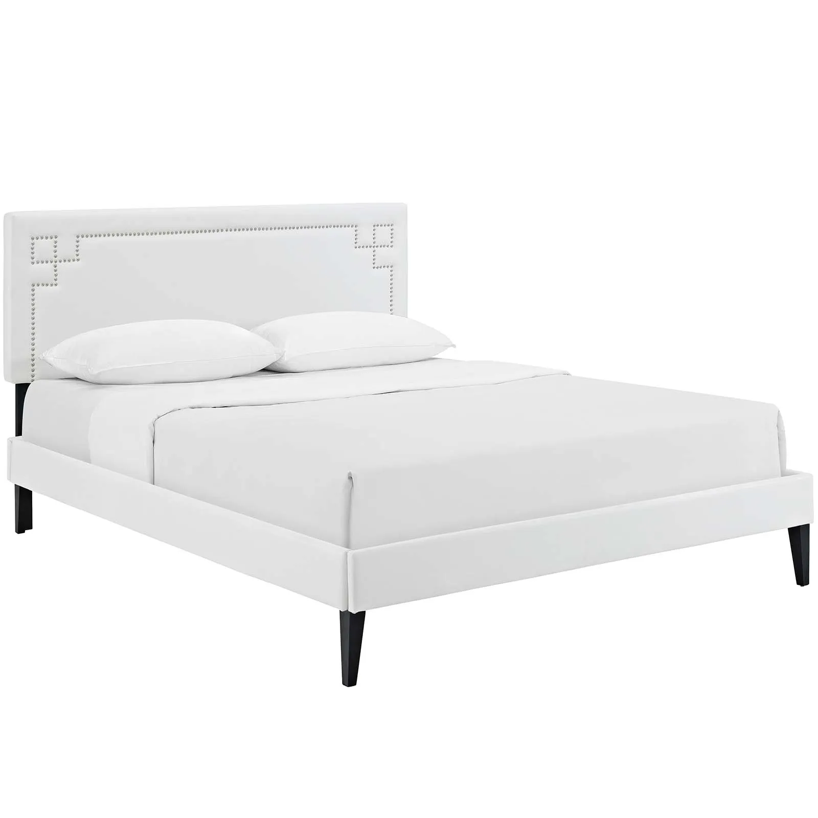 Modway - Ruthie Queen Vinyl Platform Bed with Squared Tapered Legs White