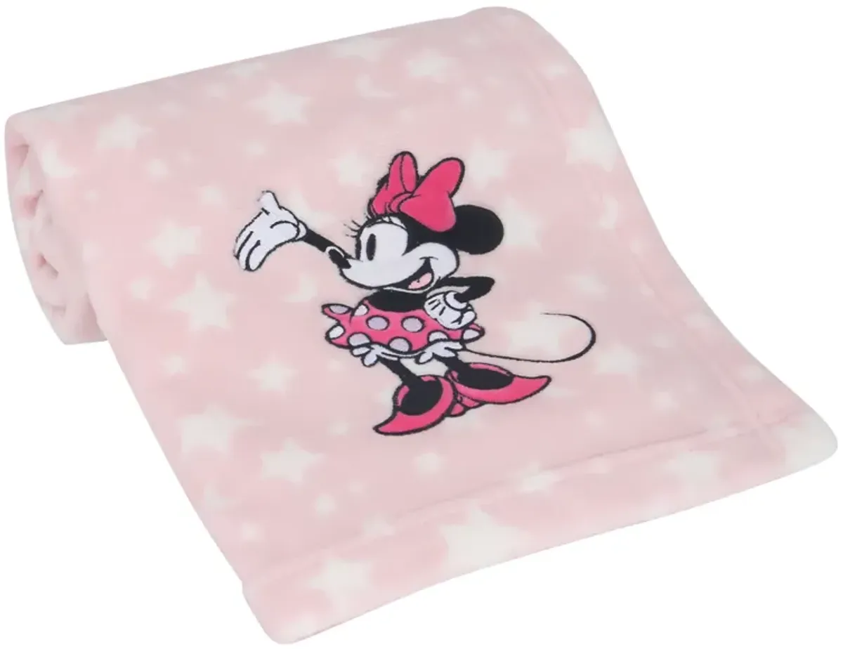 Lambs & Ivy Disney Baby Minnie Mouse Stars Pink Soft Fleece Baby Blanket