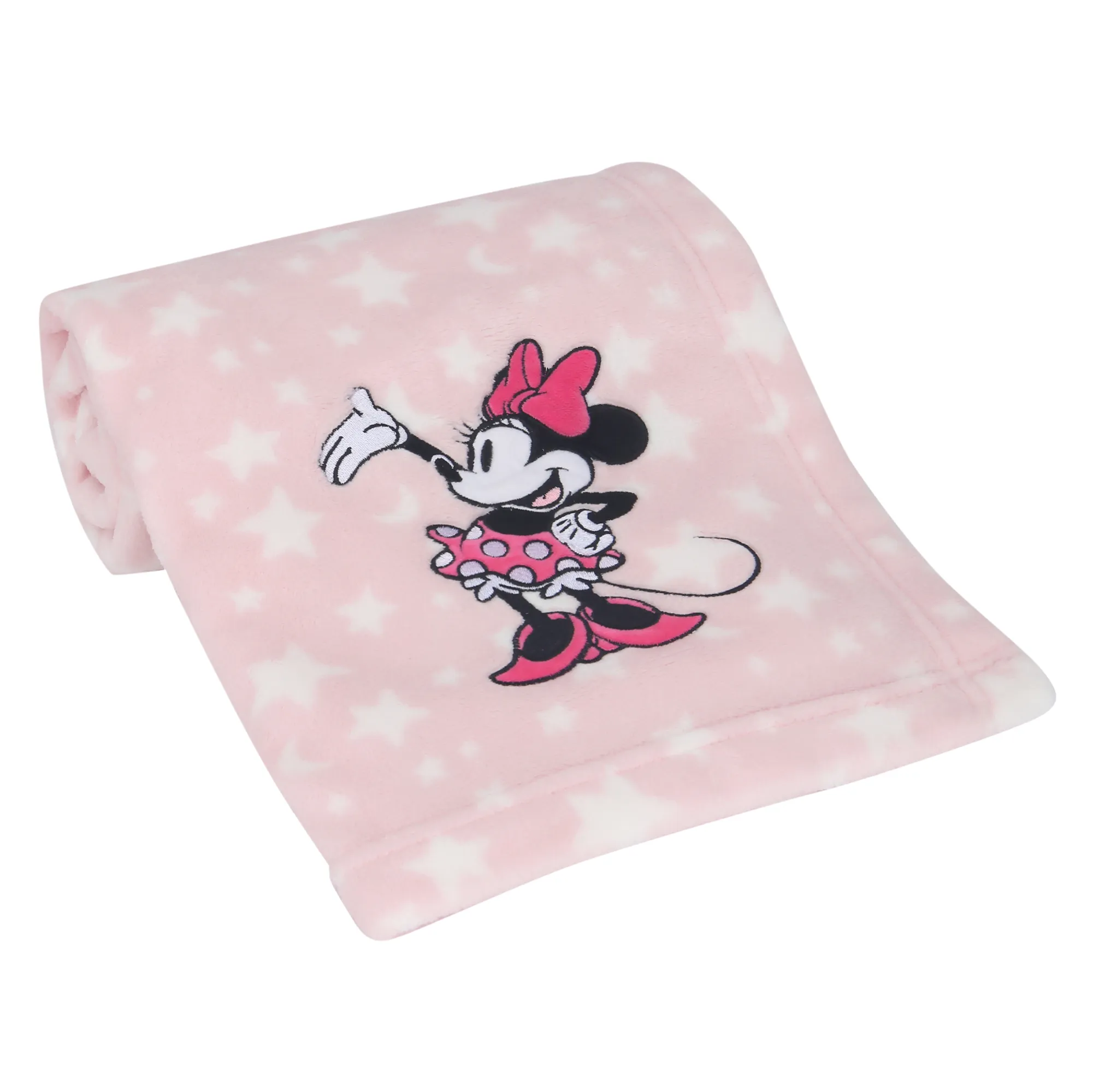 Lambs & Ivy Disney Baby Minnie Mouse Stars Pink Soft Fleece Baby Blanket