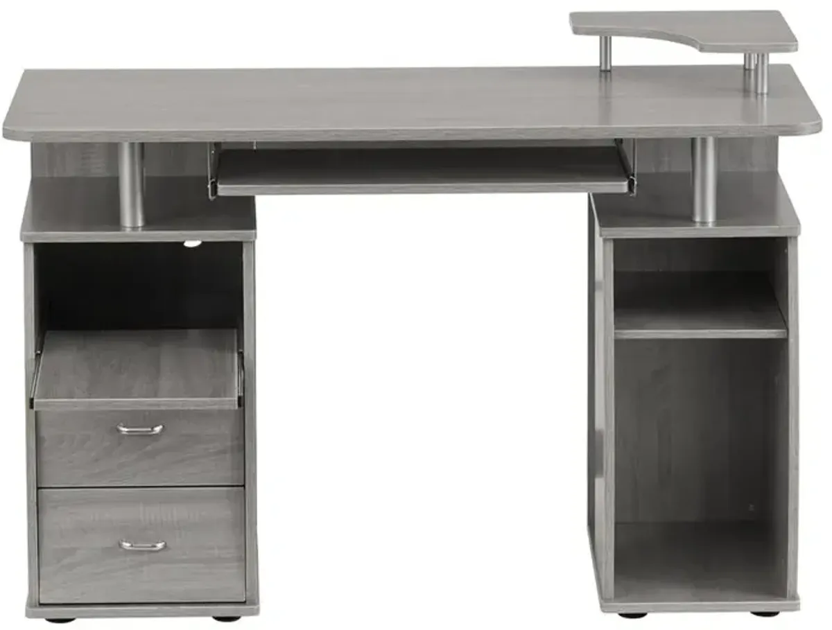 Complete Computer Workstation Desk With Storage, Gray