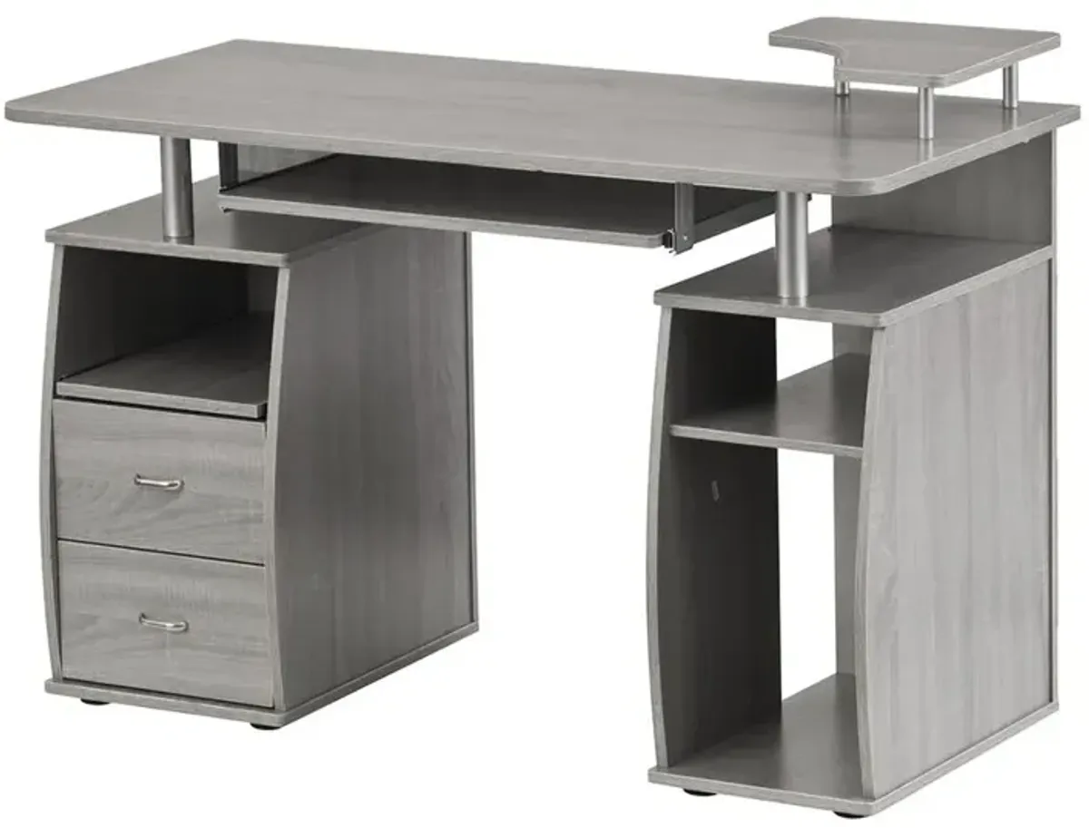 Complete Computer Workstation Desk With Storage, Gray