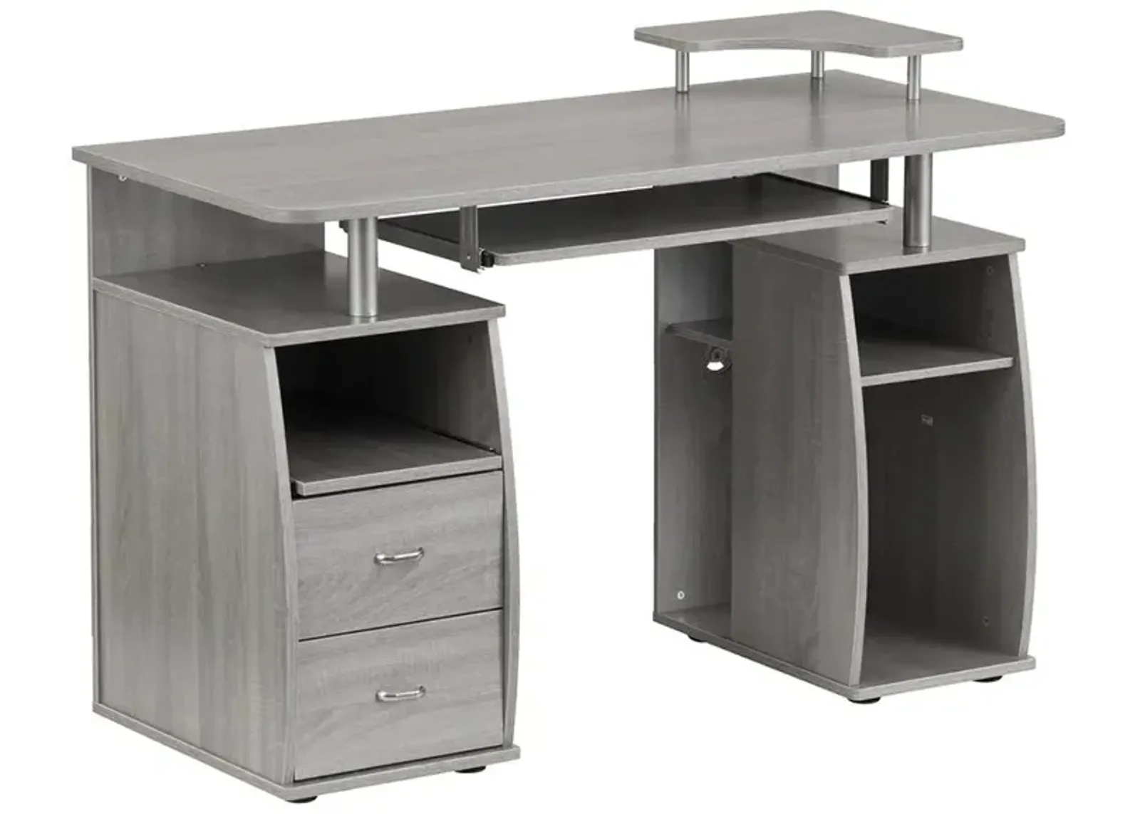 Complete Computer Workstation Desk With Storage, Gray