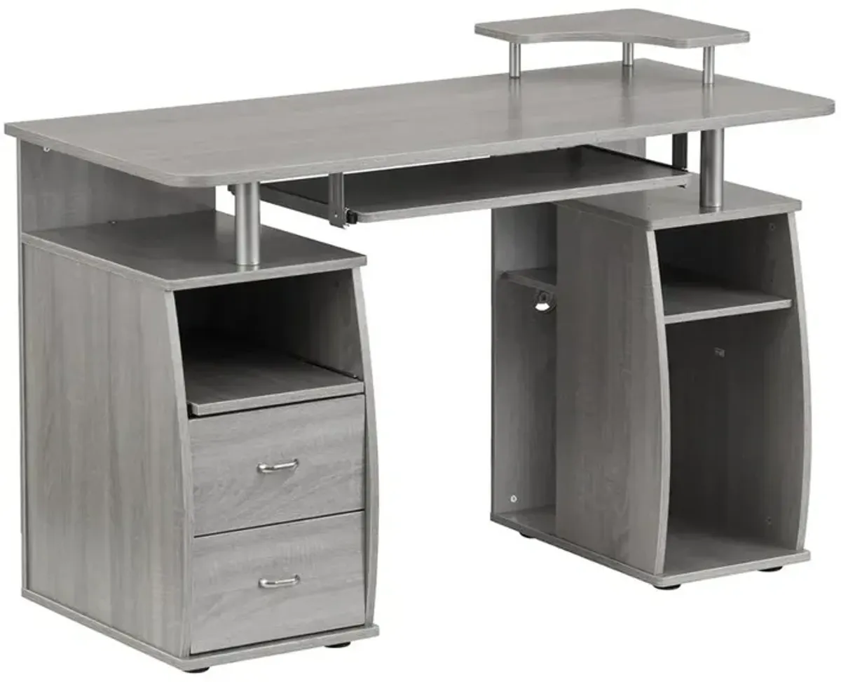 Complete Computer Workstation Desk With Storage, Gray