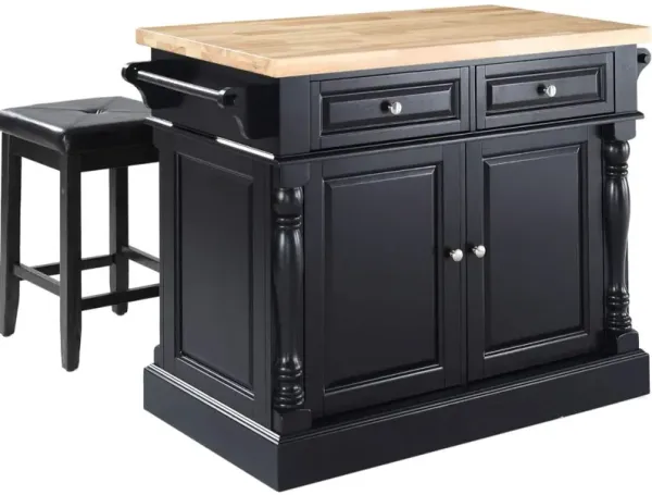 Oxford Kitchen Island W/Square Seat Stools