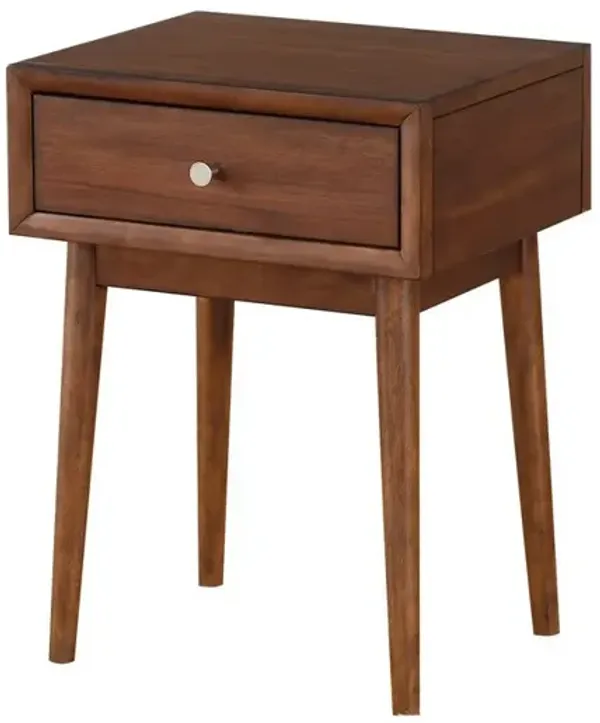 1 Drawer Wooden End Table with Splayed Legs, Walnut Brown-Benzara