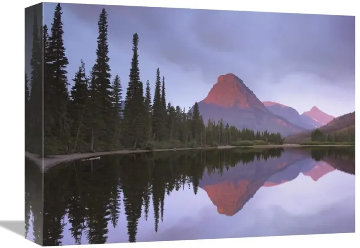 Mount Sinopah reflected in Two Medicine Lake, Glacier National Park, Montana-Canvas Art-16x12