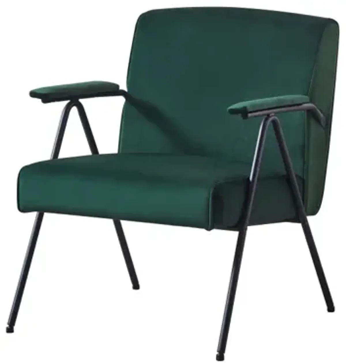 Cloth leisure, black metal frame accent chair, for living room and bedroom, green