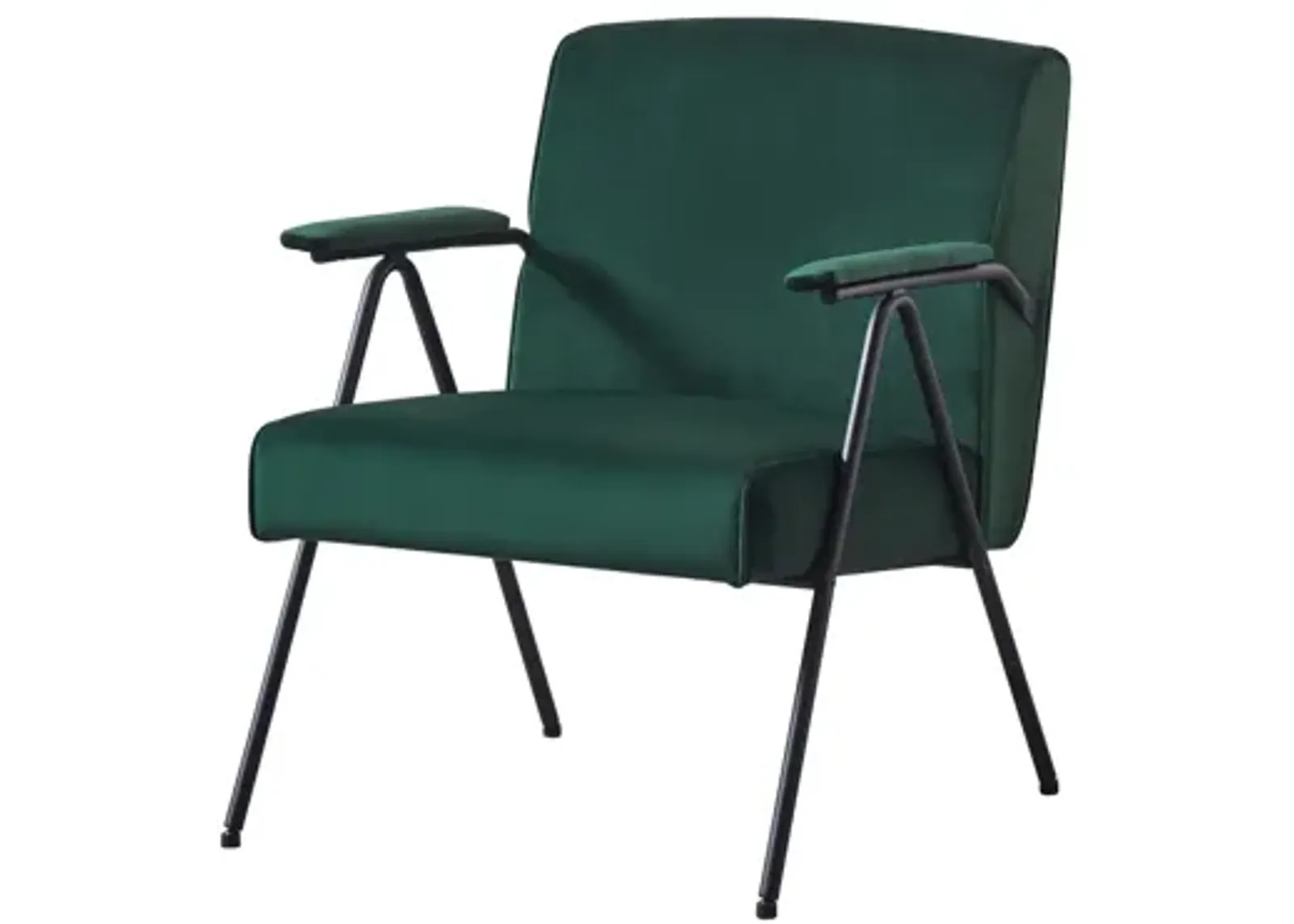 Cloth leisure, black metal frame accent chair, for living room and bedroom, green