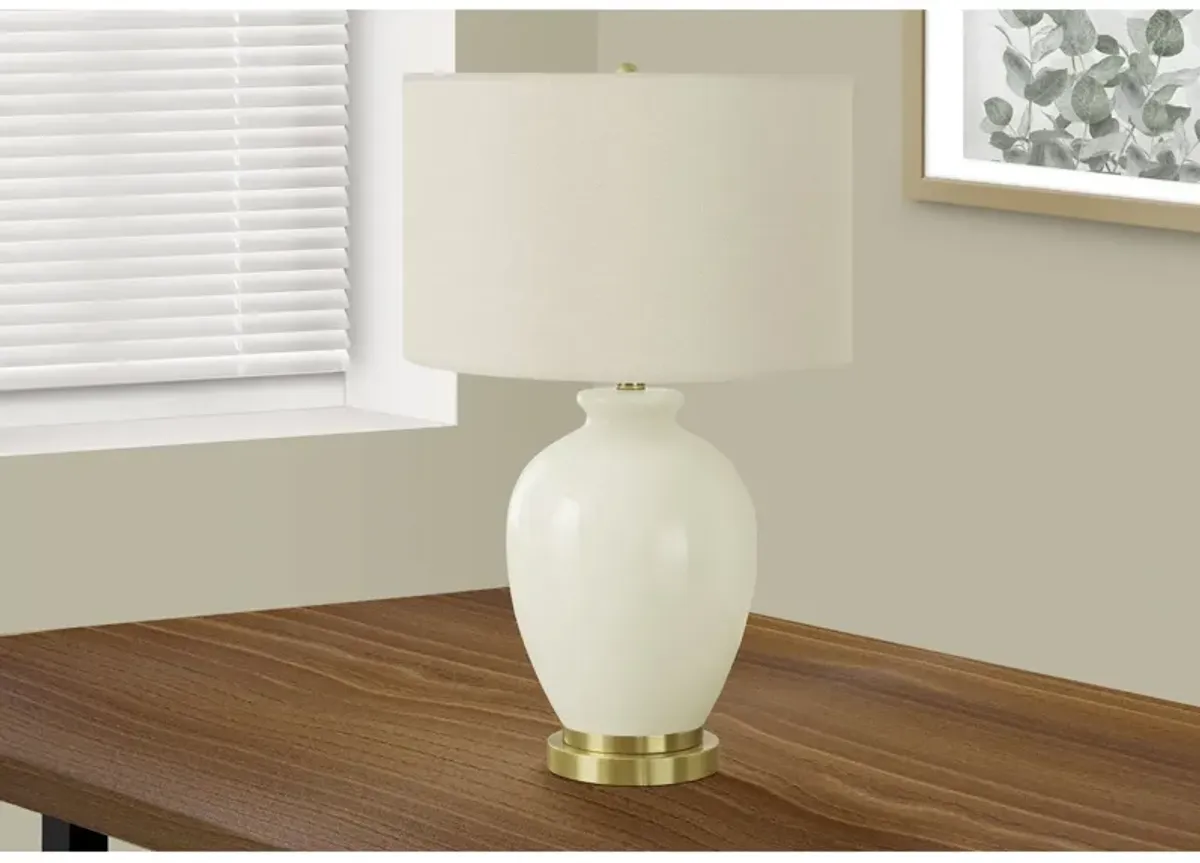 Monarch Specialties I 9625 - Lighting, 26"H, Table Lamp, Ivory / Cream Shade, Cream Ceramic, Transitional