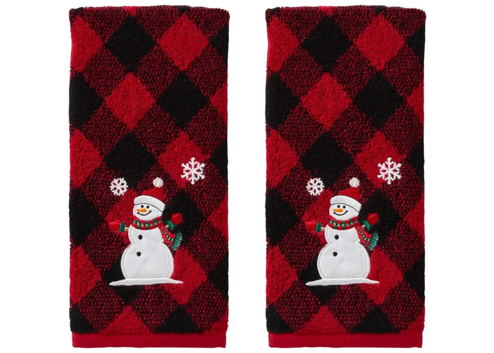 SKL Home Saturday Knight Ltd Snowman Hand Towel - (2-Pack) - 16x25", Red/black