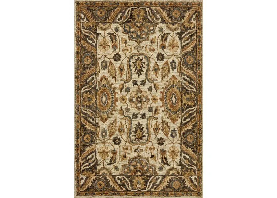 Victoria VK02 Ivory/Dk Taupe 5' x 7'6" Rug