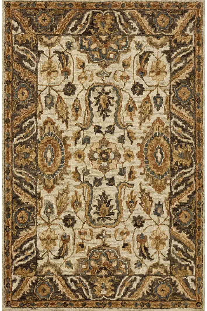 Victoria VK02 Ivory/Dk Taupe 5' x 7'6" Rug